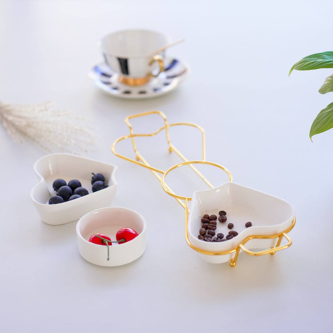 Gold Snack Tray with Heart Bowls – Gift Set - Image 5