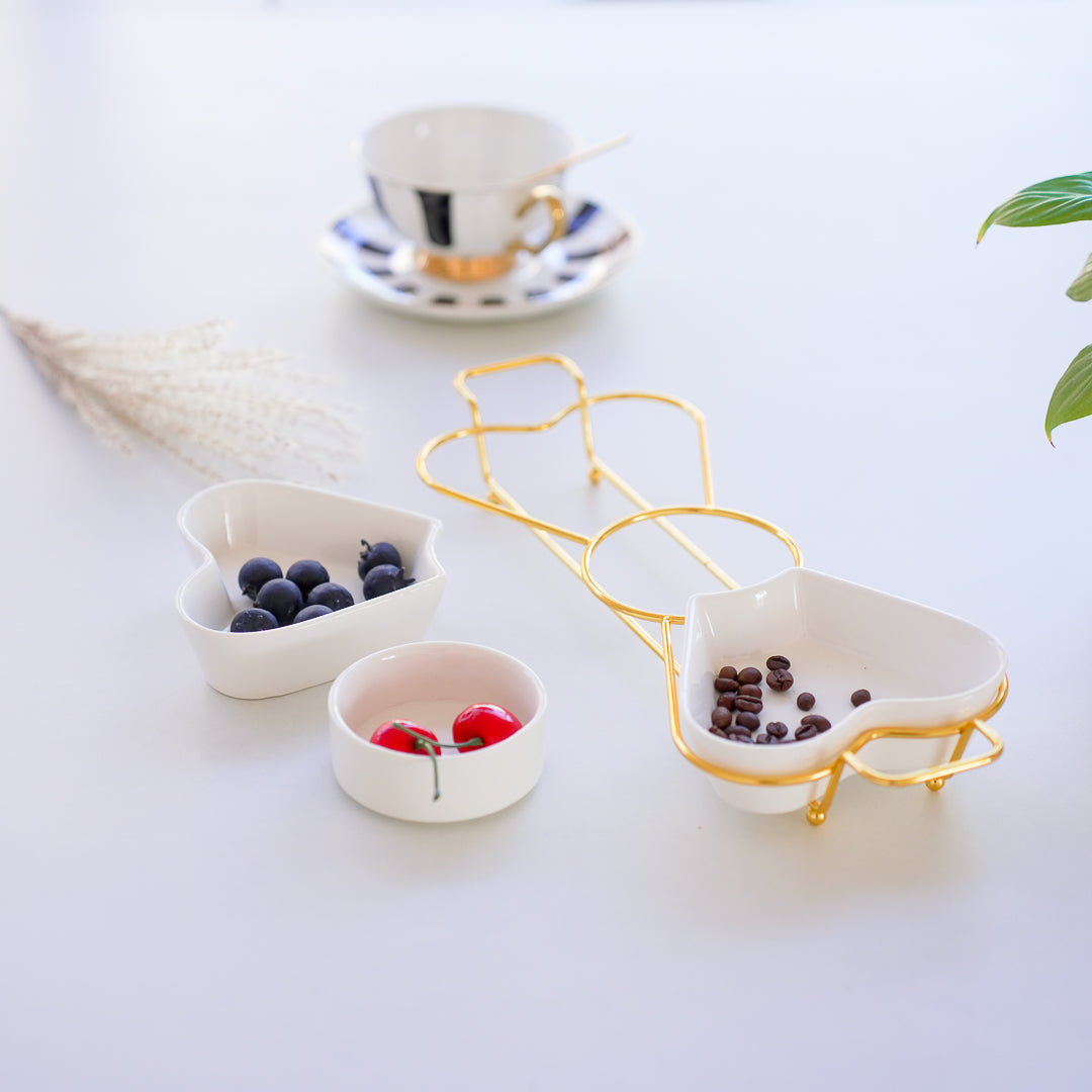 Gold Snack Tray with Heart Bowls – Gift Set - Image 2