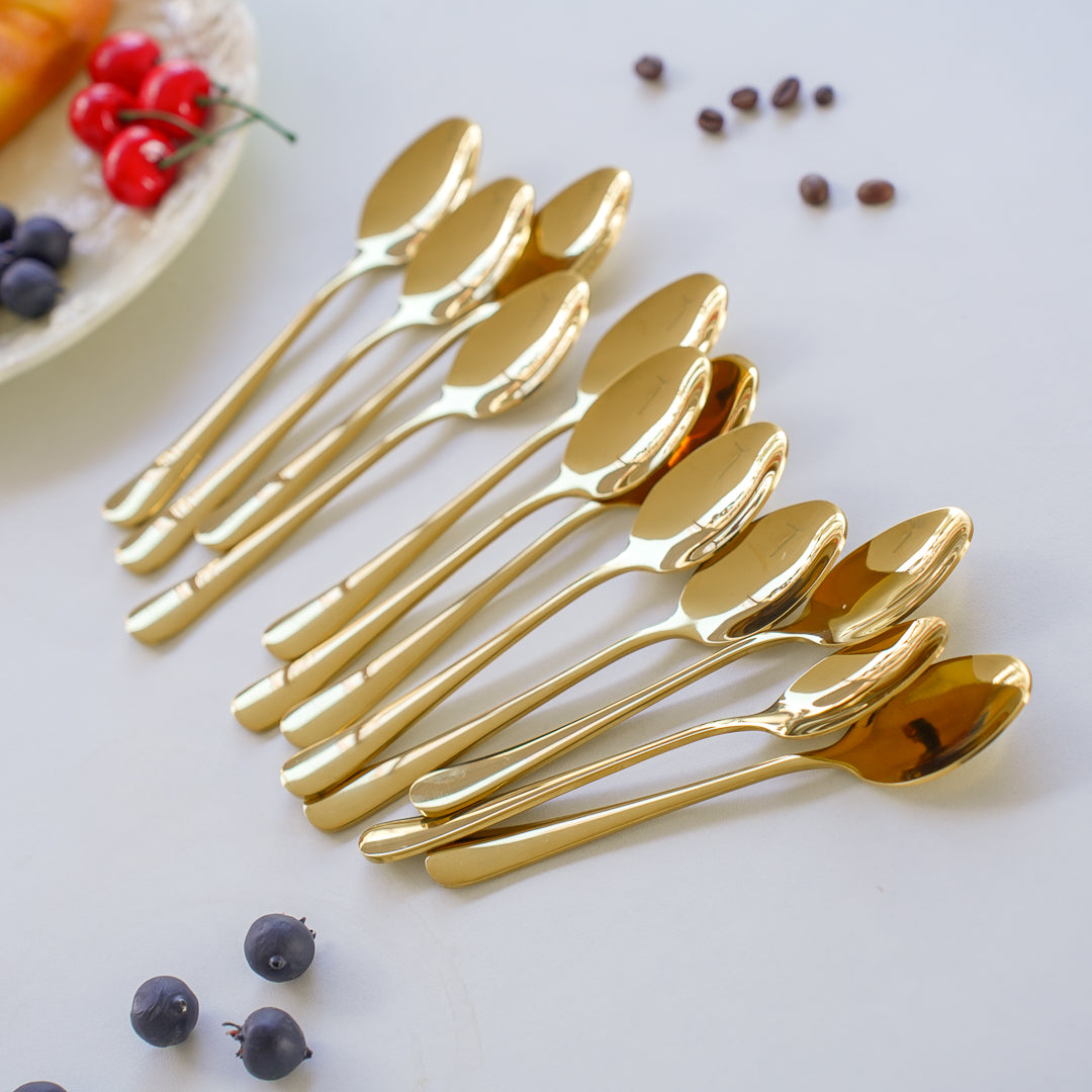 Dinner Spoons – Set of 6 / 12 | Silver & Gold | 304 Stainless Steel - Image 4